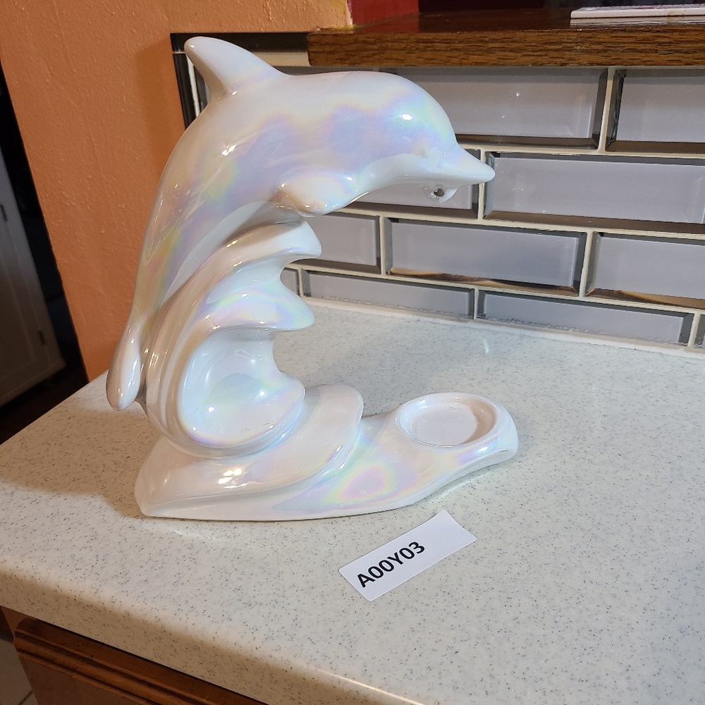 Ceramic Dolphin Shimmery Pearl Poland Made - Picture 3 of 16